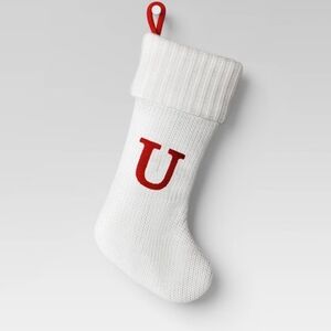 Knit Monogram Christmas Stocking White U - Wondershop